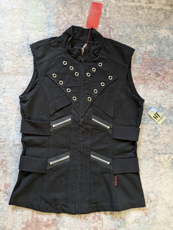 Tripp nyc Jackets & Blazers - Tripp NYC Black Vest with Silver Hardware and Red Label